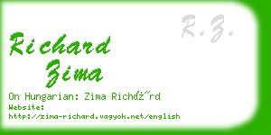 richard zima business card